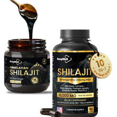 BeepWell Shilajit Resin + Capsules Combo – Himalayan Resin (80 Servings) + Capsules with Ashwagandha & Sea Moss (60 Count)