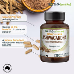 Organic Ashwagandha Withania Somnifera | 120 Vegan Capsules