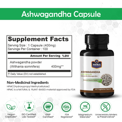 Ashwagandha Capsules for Stress Relief & Energy