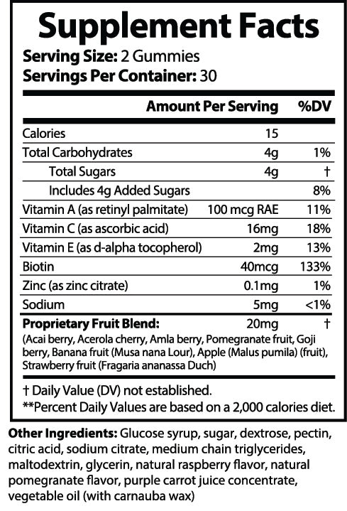 Pure Super Fruits Gummies Ingredients
