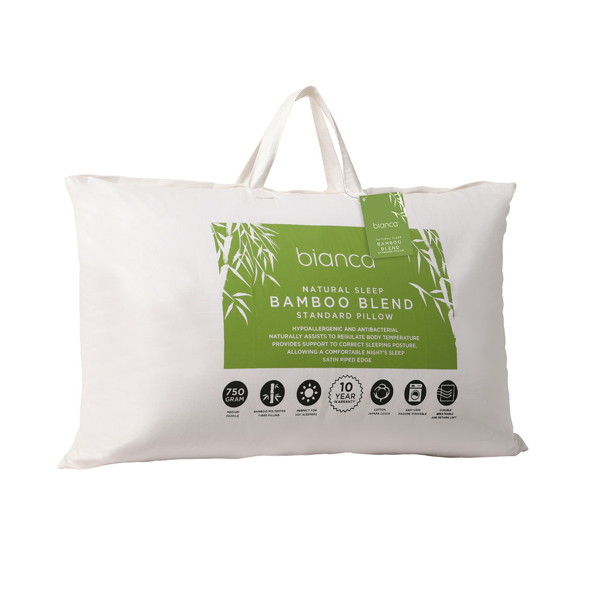 NNEDSZ Natural Sleep White Bamboo Blend Medium Profile Pillow