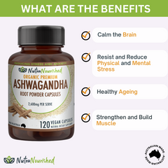 Organic Ashwagandha Withania Somnifera | 120 Vegan Capsules