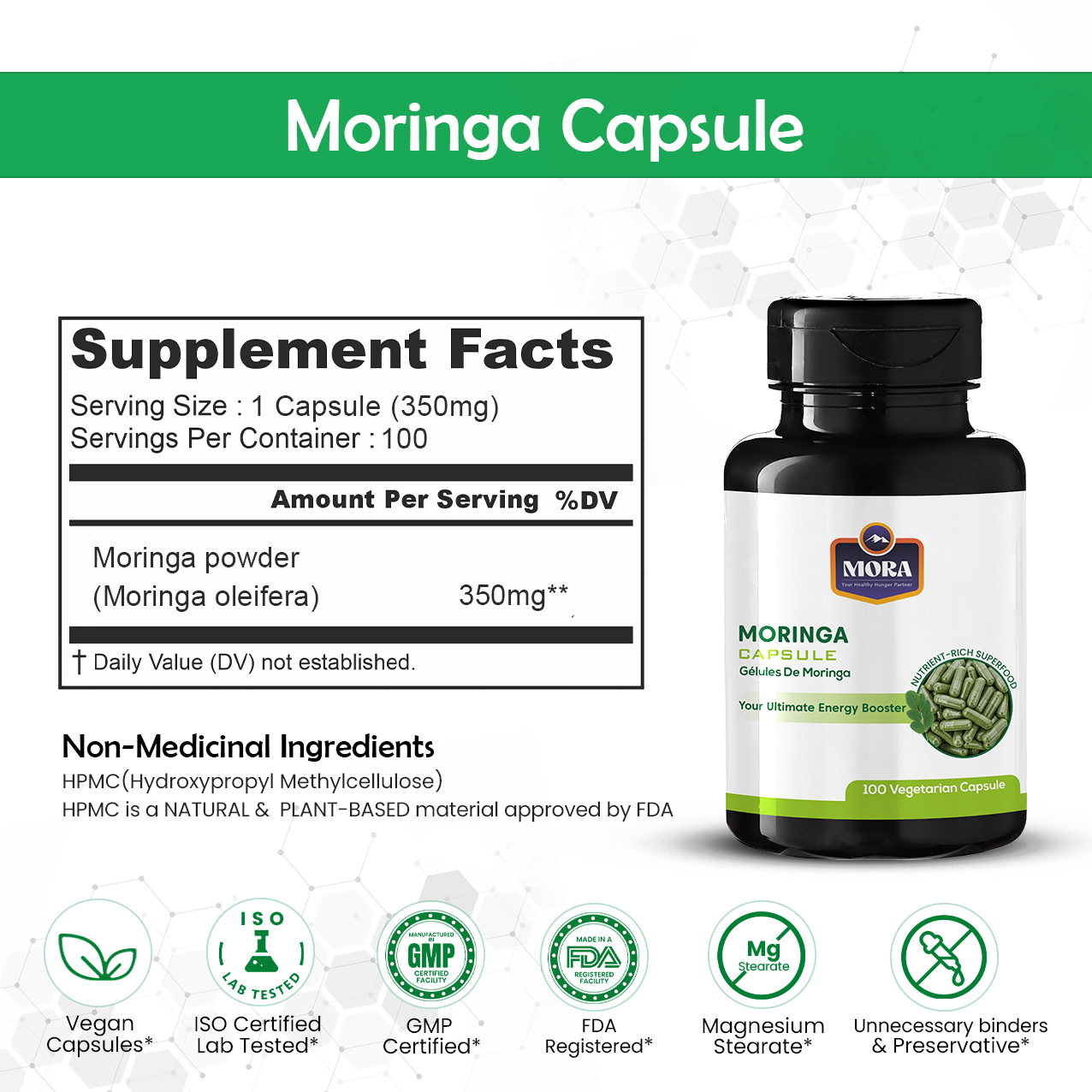 Moringa Capsules for Immunity & Antioxidant Support
